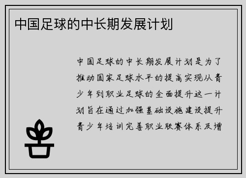 中国足球的中长期发展计划