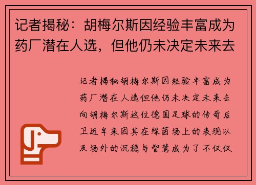 记者揭秘：胡梅尔斯因经验丰富成为药厂潜在人选，但他仍未决定未来去向